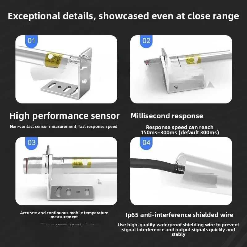 Non-contact online thermometer with built-in dual laser aiming temperature sensor probe