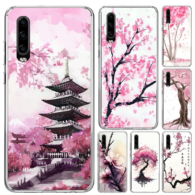 Cherry Blossom Tree Phone Case for Huawei P40 P30 P20 P10 Pro Mate 20 10 Lite P Smart Z Y5 Y6 Y7 Y9S Soft Funda Print Shell