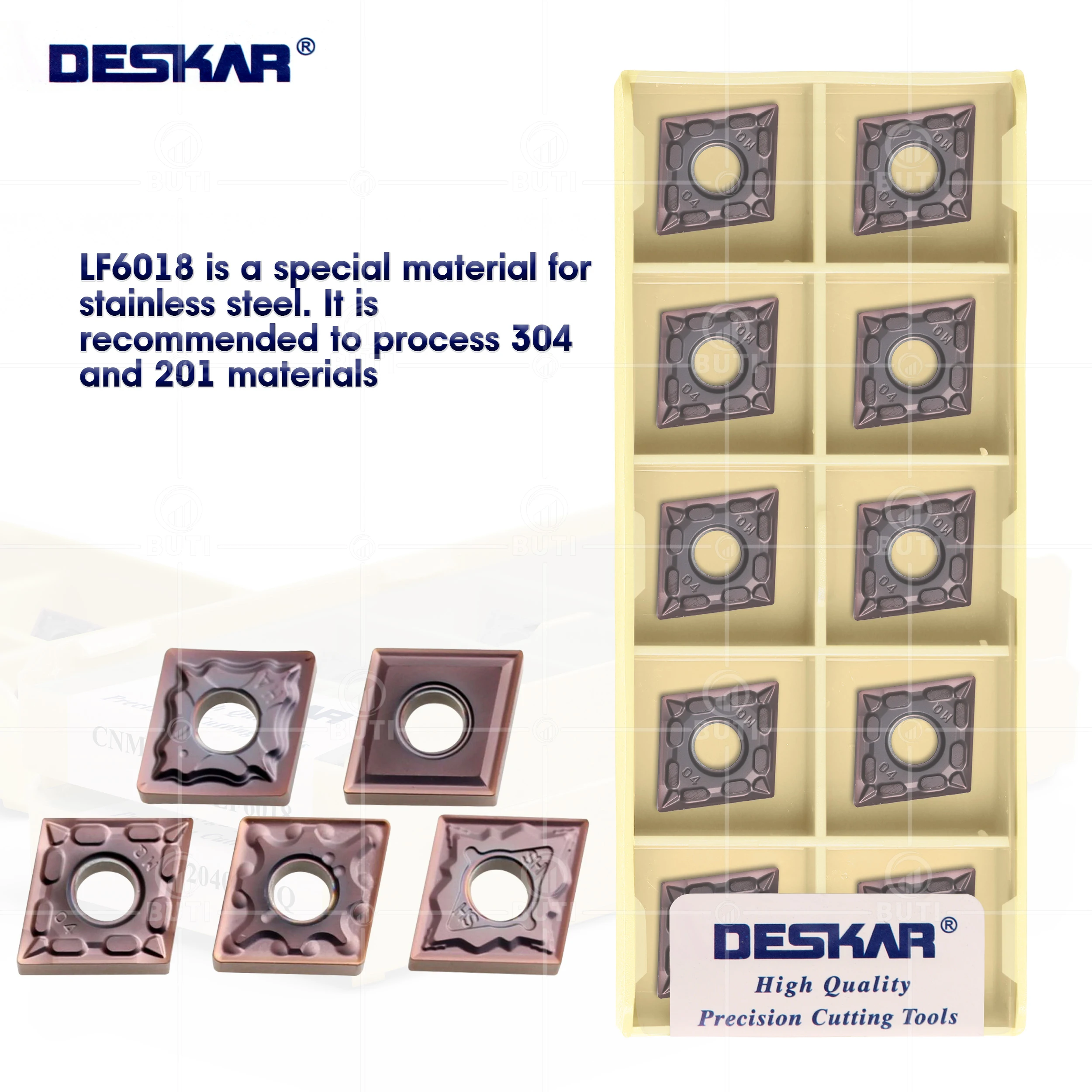 Deskar 100 Original Cnmg120404 Cnmg120408 ma hs mq ms Lf6018 Torno de Torno de Corte Ferramenta Cnc Carbide Insere para Aço Inoxidável