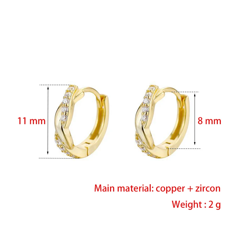 Girls\' Small Mobius Hoop Earrings Shiny Micro Crystal Twisted Tiny Huggies Female Minimal Earring Jewelry Accessories Cute Hoops