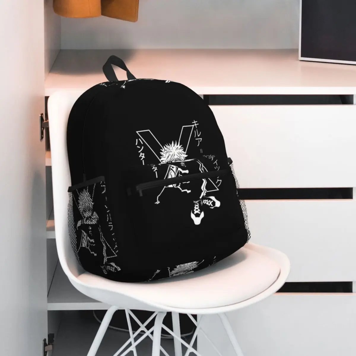 Killua Zoldyck Anime HXH Hunter X Hunter Student Backpack School Bag Hiking Travel Daypack for Men Women Bookbag Shoulder Bags