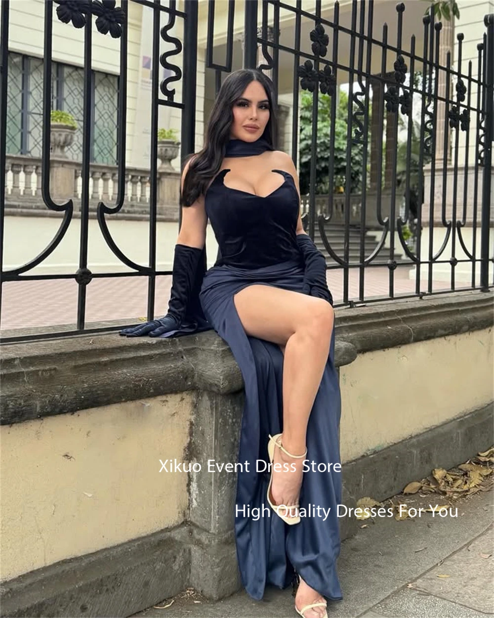 Xikuo Elegante Satin Frauen Abendkleider Schatz Lange Vestidos De Fiesta High Side Slit Meerjungfrau Prom Party Kleid Angepasst