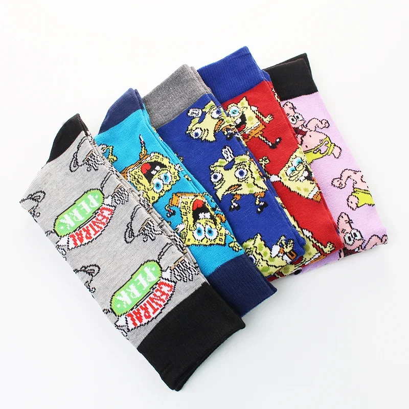 SpongeBob Patrick Funny Socks Anime Socks Fashion Men Women Kawaii Socks Breathable Cotton Sweat Absorption High Quality Sport