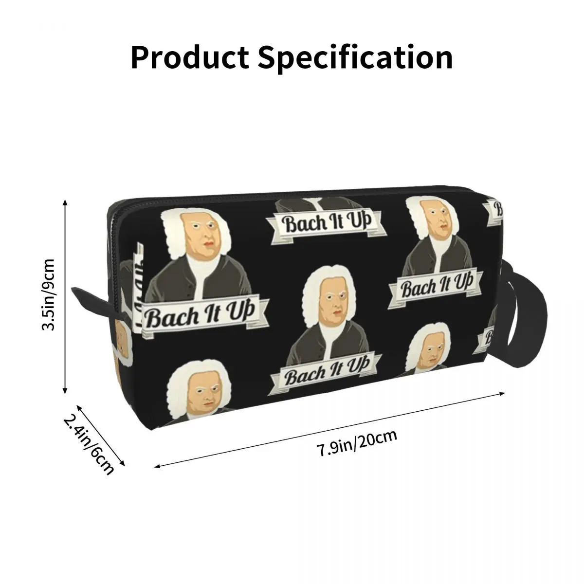 Bach It Up Johann Sebastian Bach Composer Makeup Bag Cosmetic Dopp Kit Toiletry Cosmetic Bag for Women Beauty Travel Pencil Case