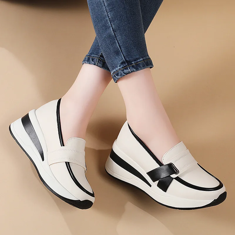 ENJOYOU Slip-on Casual Wedge Heel Platform Loafers - New Autumn Collection, Versatile, Travel-friendly, Fashionable, And Effortl