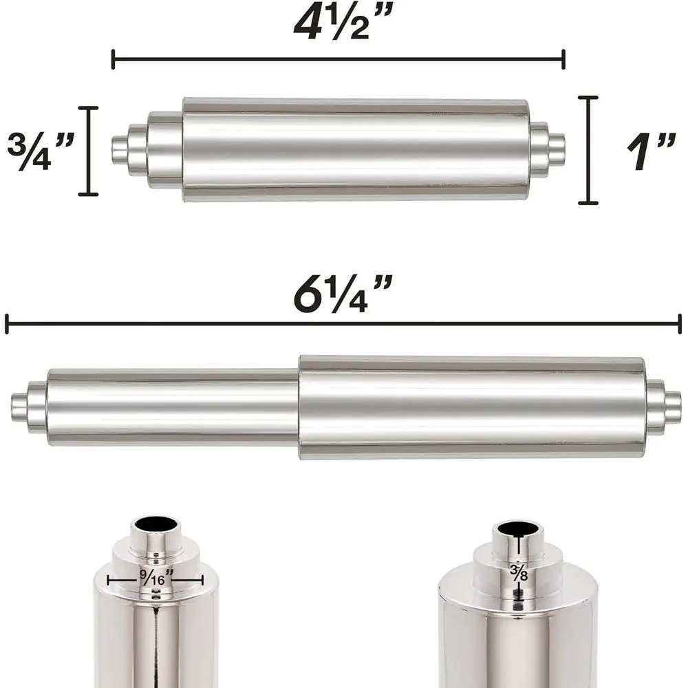 Spring Loaded Toilet Paper Roll Holder Replacement, Chrome view 2