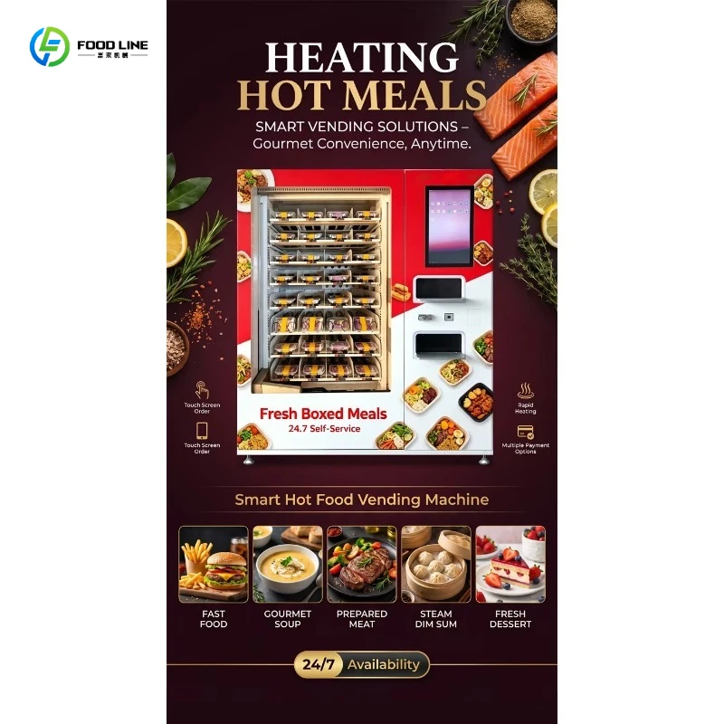 Hot Food Vending Machine Automated Meal Box Dispenser Cloud-Connected Catering Equipment Commercial Vending for Office Hotel