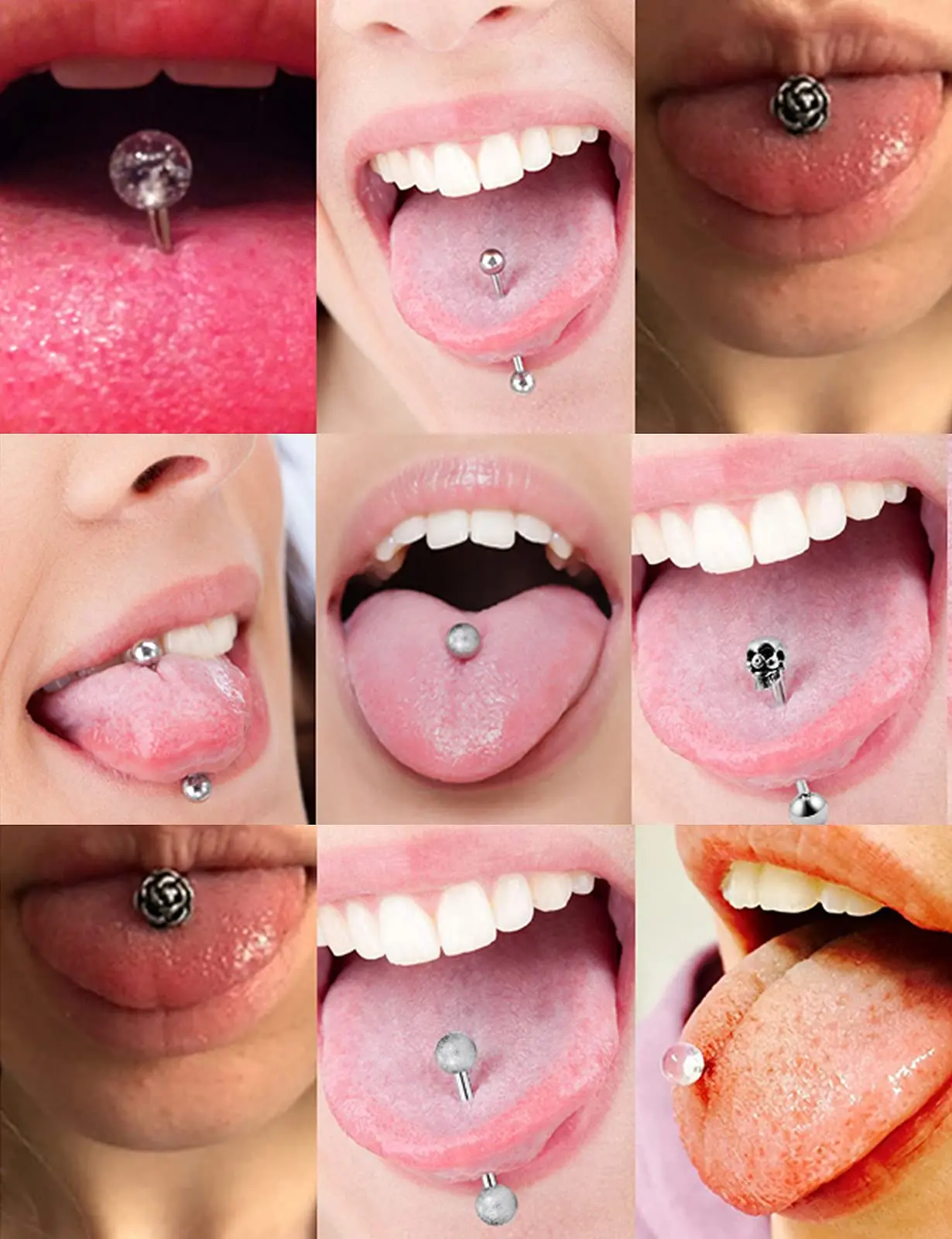 1pc/2pcs 16mm 14G Stainless Steel Metal Plastic Tongue Ring Flower Heart Long Barbell Nipple Piercing Jewelry for Women