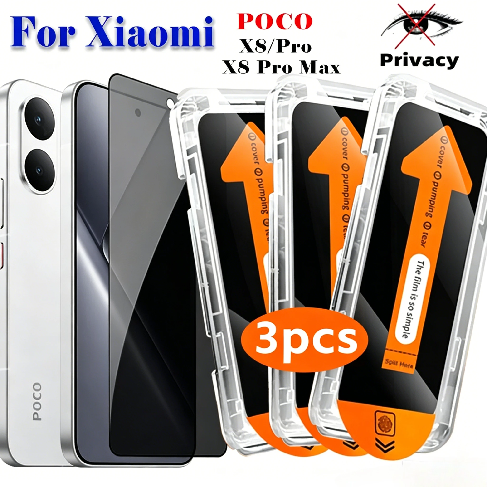 Easy Install Anti-spy Tempered Glass For Xiaomi Poco X8 Pro Max Privacy Screen Protectors For Poco F8 Pro F8 Ultra Anti-spy Film