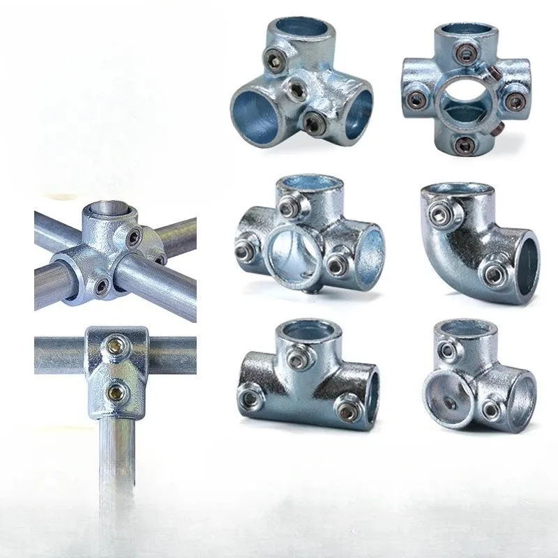 1/2inch 3/4inch 1inch Galvanized Round Pipe Iron Pipe Joint Steel Pipe Shelf Connector Elbow Base Tee Guardrail Fixed