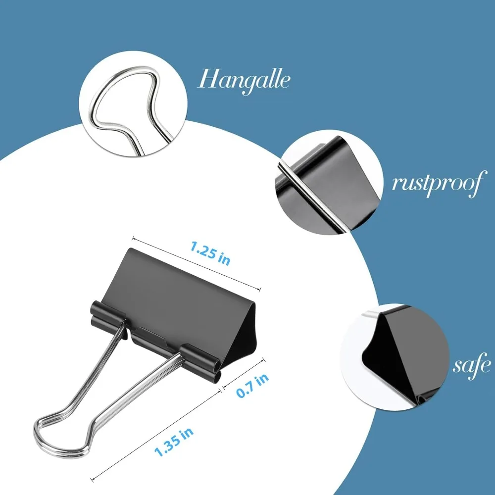Medium Binder Clips 1.25 Inch, 40 Pack, Strong Metal Clips for Office, Home, School