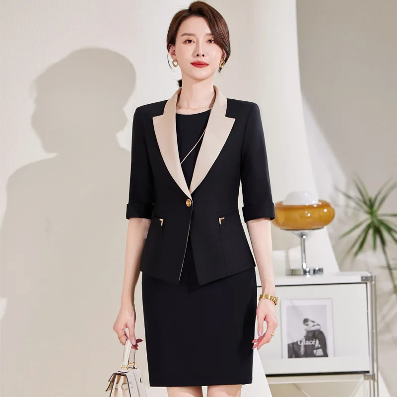 Business Suit Suit Skirt for Women2024New Summer Temperament Host Tailored Suit Formal Clothes Hotel Front Stage Work Wear Cloth