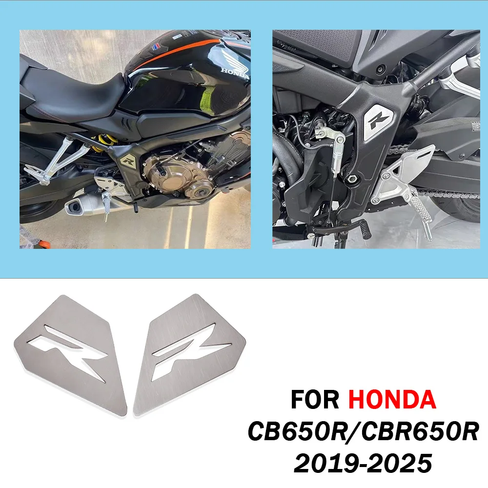 For CBR650R Frame Filler For Honda CB CBR 650R Frame Side Cover Trim Covers Stainless Steel Sticker CBR 650R Type R Emblem Parts
