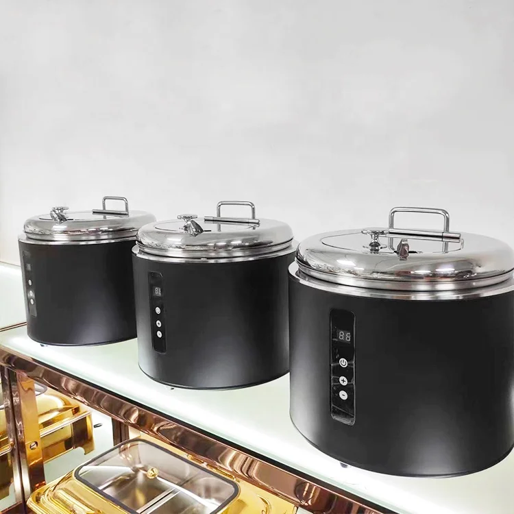 304 Portable Counter Top Stainless Steel Soup Warmer Electric Soup Warmer Pot for Restaurants Cafes Hotels Buffets