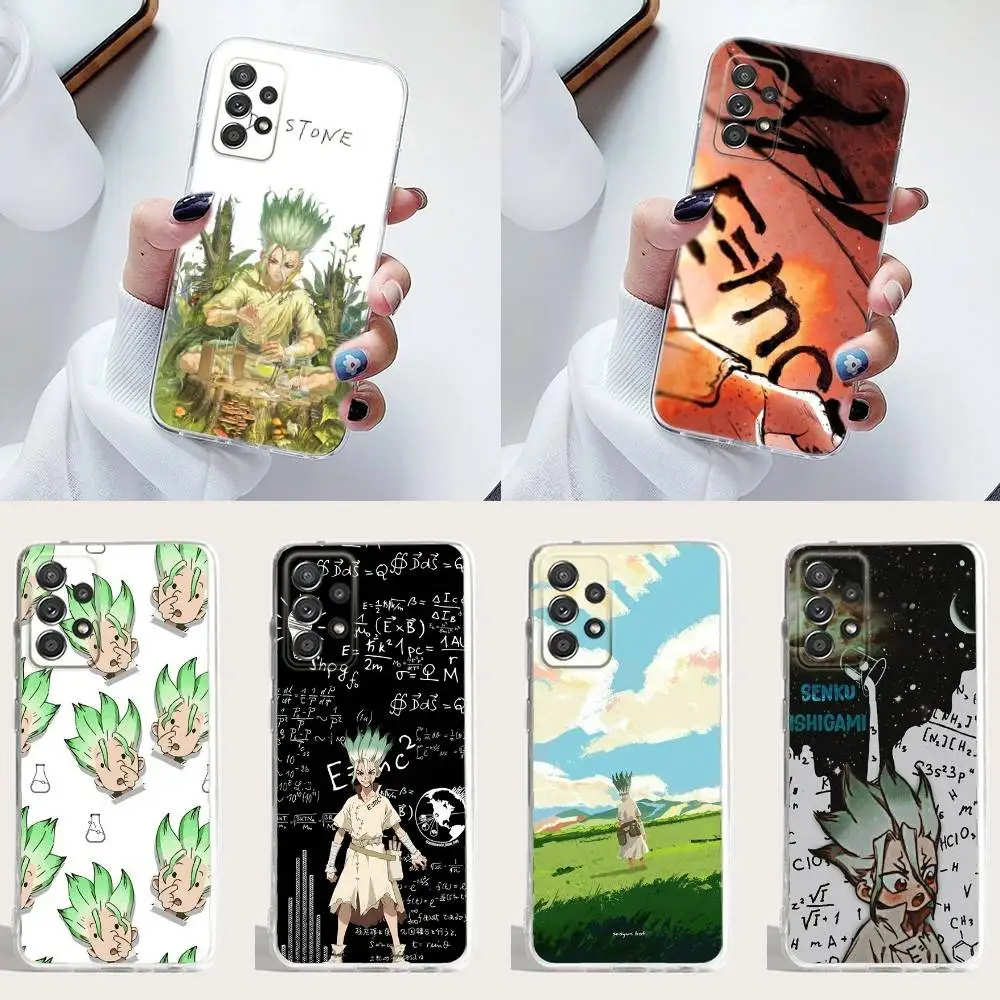 

1Senku Ishigami S-Stone Phone Case Silicone For Samsung S30,23,21,22,20 FE lite,S10,9,PIus Note20ultra Soft Transparent
