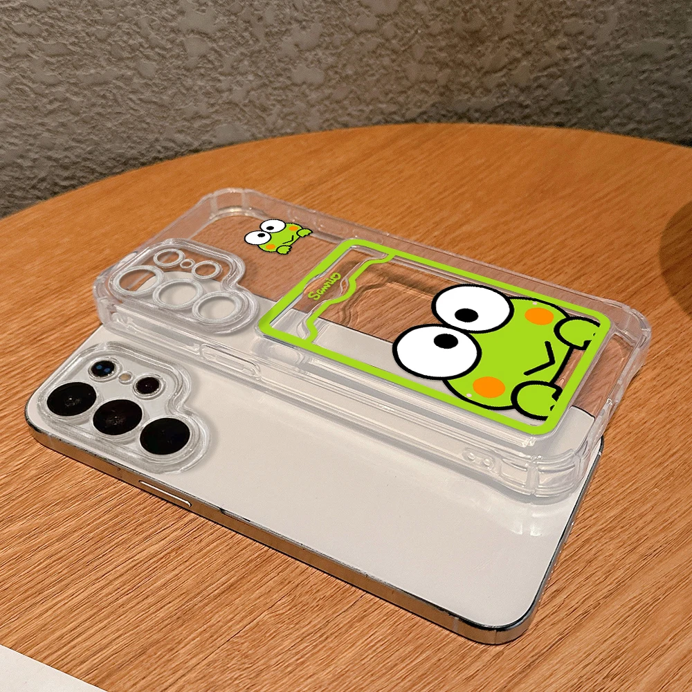 Funda con tarjetero de Anime Kero Kero Keroppi para Samsung A73 A72 A71 A55 A54 A53 A52 A35 A34 A33 A25 A24 A23 A15 A14 A05 5G