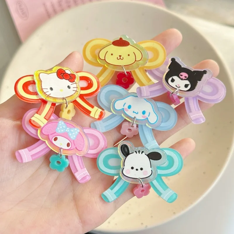 

Новая заколка для волос Cinnamoroll, мультяшный креативный бант, акриловая челка, заколка для волос, милый модный аксессуар для волос, праздничное украшение для девочек, подарок