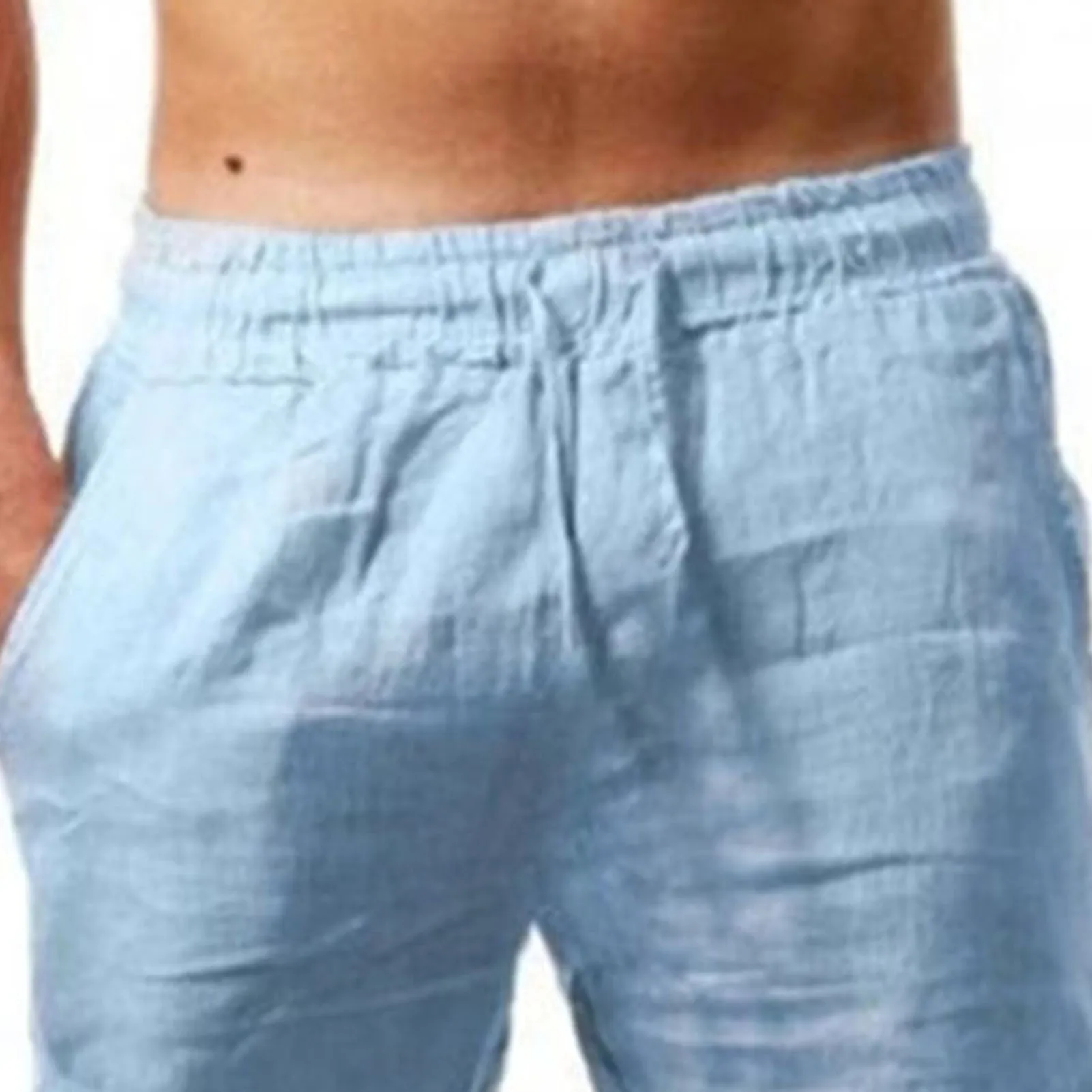 Mens Thin Style Cotton White Cargo Pants Male Spring New Breathable Solid Color Linen Trousers Fitness Streetwear Pantalon Homme