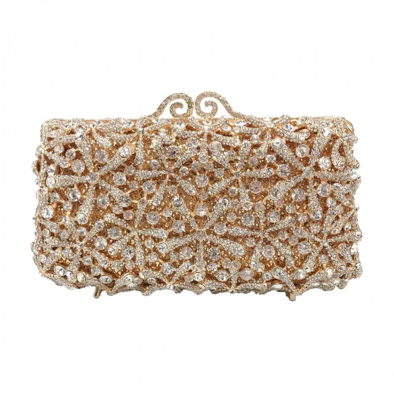 Starfish Diamond Dinner Bag Empty Metal Hard Box Crystal Banquet Dress Clutch Women's Bag Luxury Handbags Nouveautés Sacs À Main