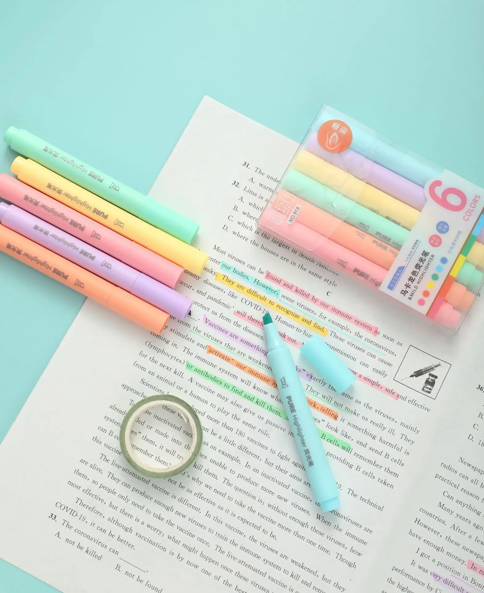 6-teiliges Pastell-Textmarker-Set – Macaron-Farbmarker-Set, niedliche fluoreszierende Zeichenstifte für Schule, Büro und Lernpapier – Detail 5