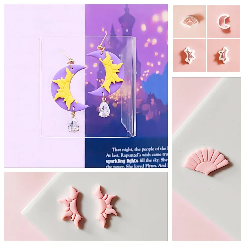 Moon Earrings New Soft Pottery Polymer Clay Cutter Classical Fan/sun Shape Mold Jewelry Earrings Pendant Hand Cutting Tools