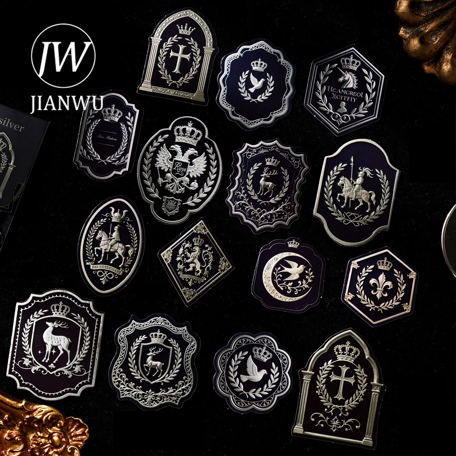 JIANWU Vintage European Badge Landscape Material Collage Scrapbooking Sticker Creative DIY Journal Stationery