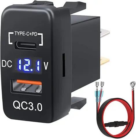 Tomada de carregador de carro USB Quick Charge 3.0 e PD USB C Port Adaptador de tomada de energia para veículos Toyota 12V / 24V