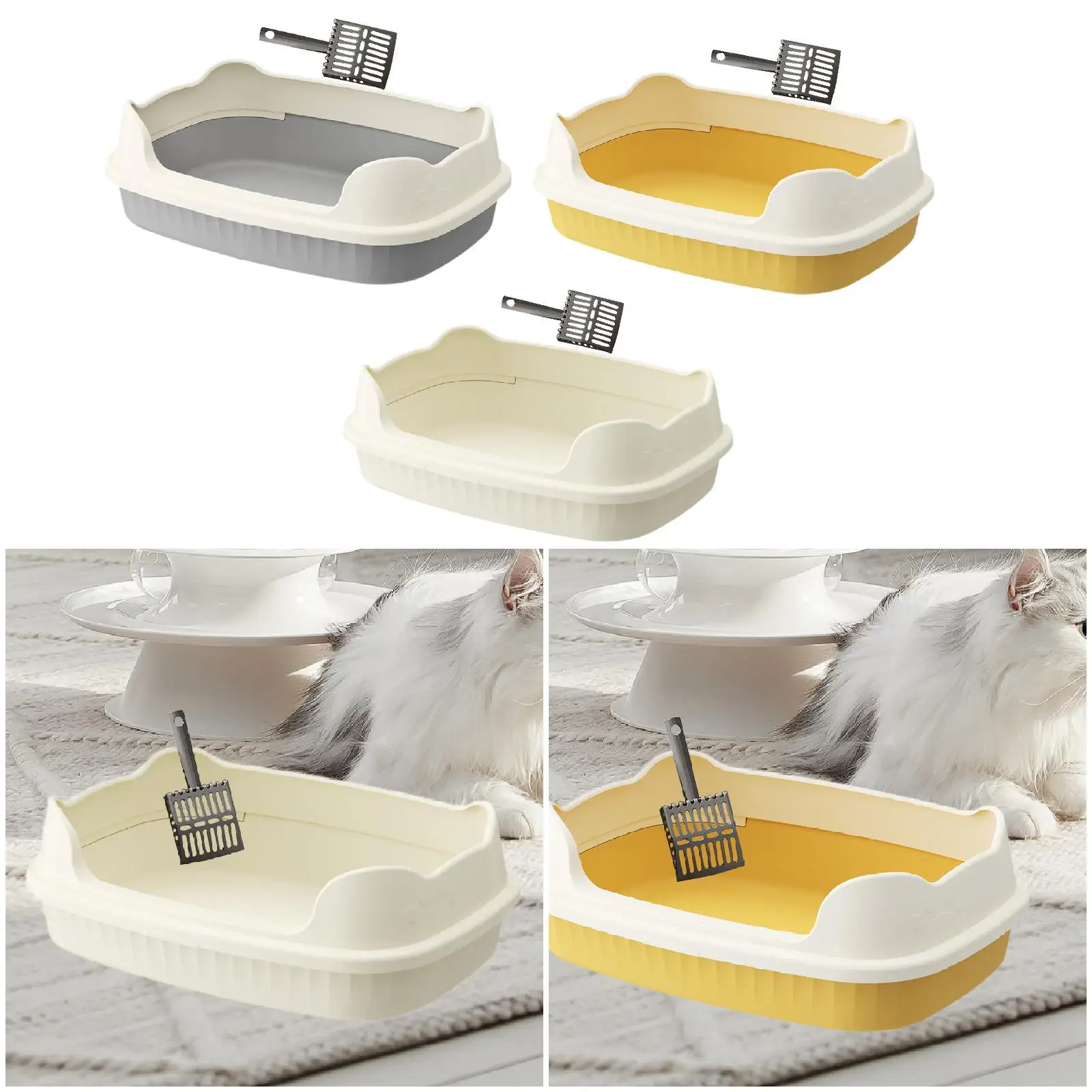 Open Top Pet Litter Box Splashproof Cat Sandbox Cat Litter Basin Pet Supplies