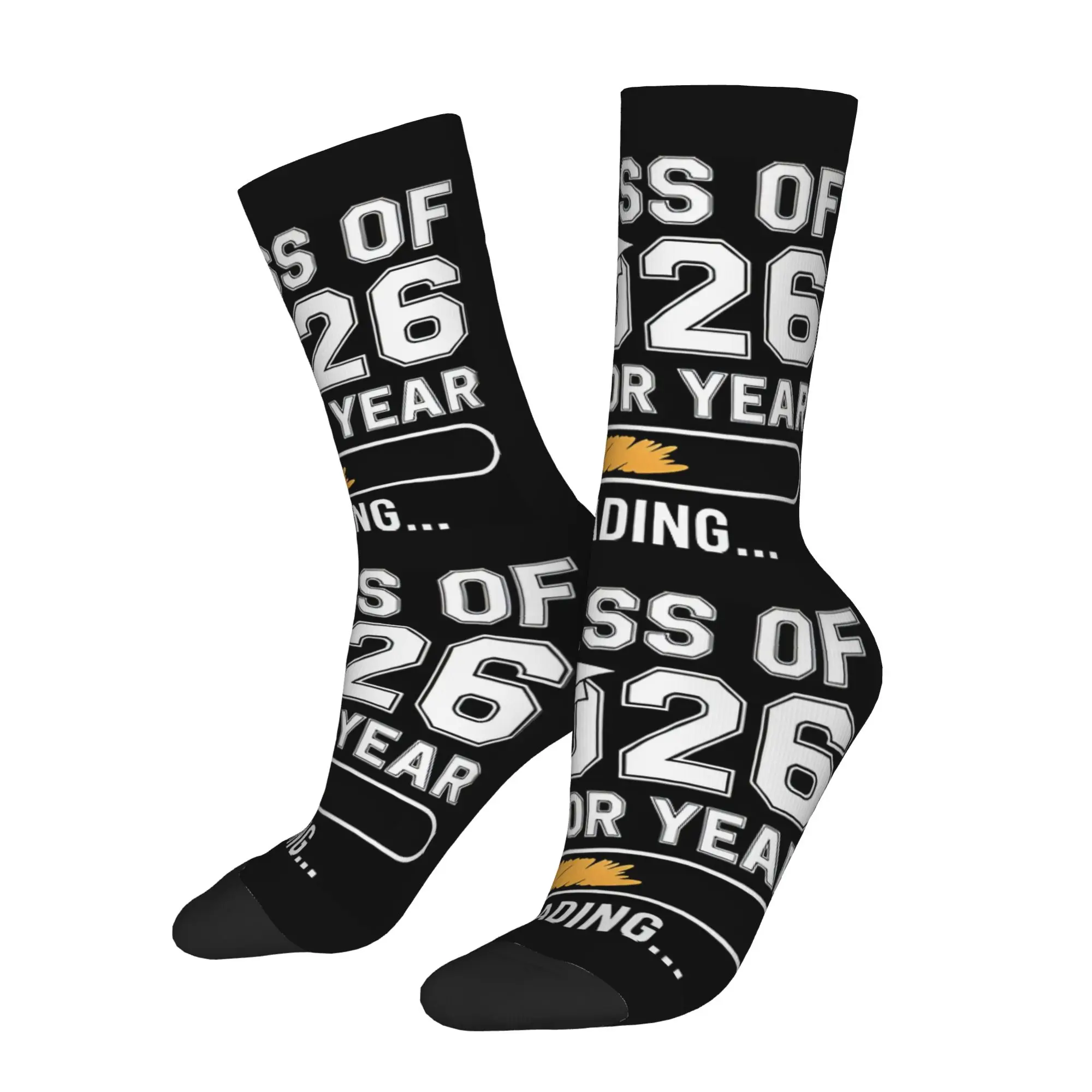Funny Sock Graduation in 2026 Class Of 2026 Senior Year Loading  Hip Hop Seamless Pattern  Men Crew Socks Novelty Men's Socks