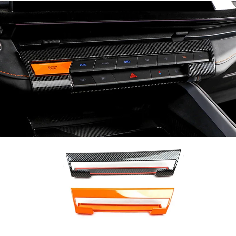 For Changan UNIV UNI-V 2022-2024 ABS Carbonfiber Orange Car Center conlose Air Outlet Ac vent control Switch Anti Scratch Cover