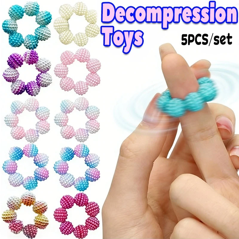 Colorful Stress Relief Finger Funny Rings Massage Sensory Spiky Bead Relax Ring Calming Fidget Unisex Finger Massager