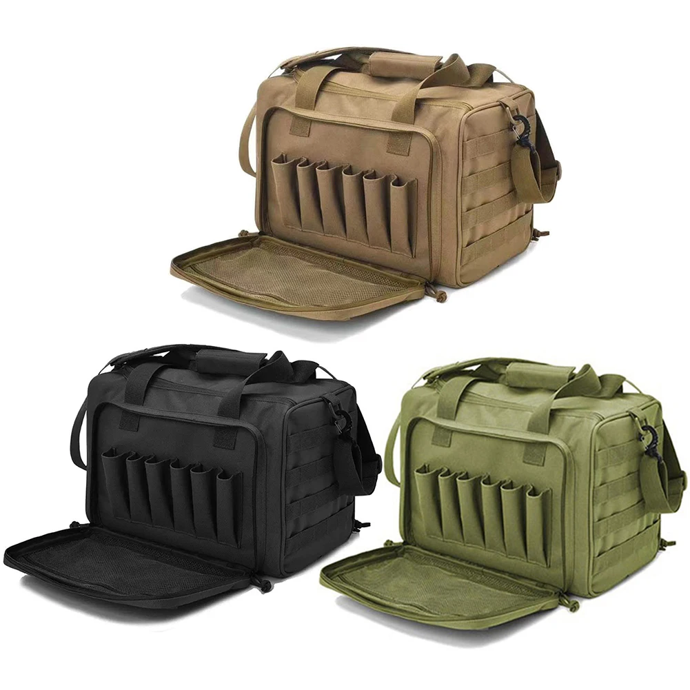 Gun Range Storage Bag Tactical Gun Range Bag with Multiple Compartments Molle System Outdoor Hunting Accessory for Handguns Ammo
