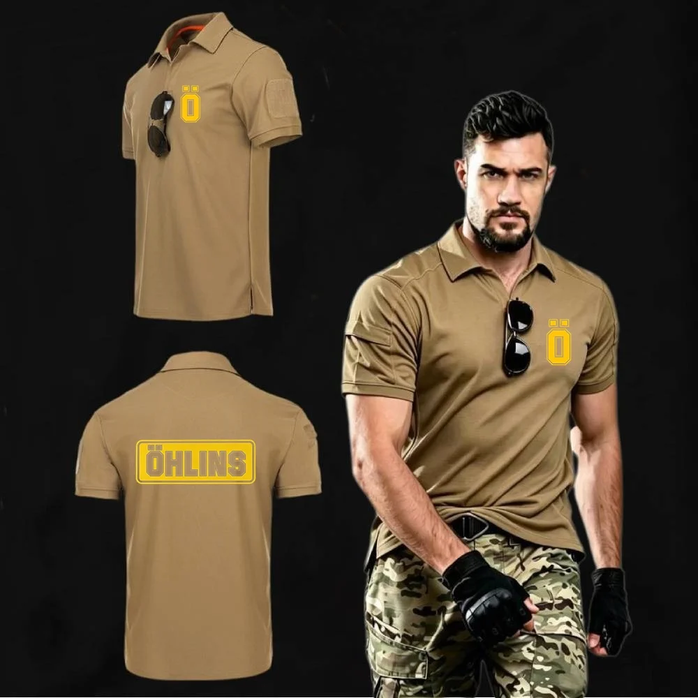 Polo Shirts Military Tacitcal Training Breathable Short Sleeve Shirt Ohlins Suspension Men Tees Cycling Hiking Expedition Tshirt