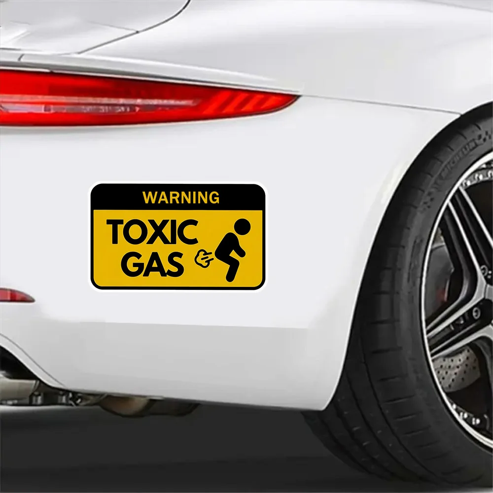 2-Pack 13x8cm, Caution Toxic Gas Sign Vinyl Sticker - Matte Surface, Durable and Easy to Apply, Suitable for Cars, Laptops