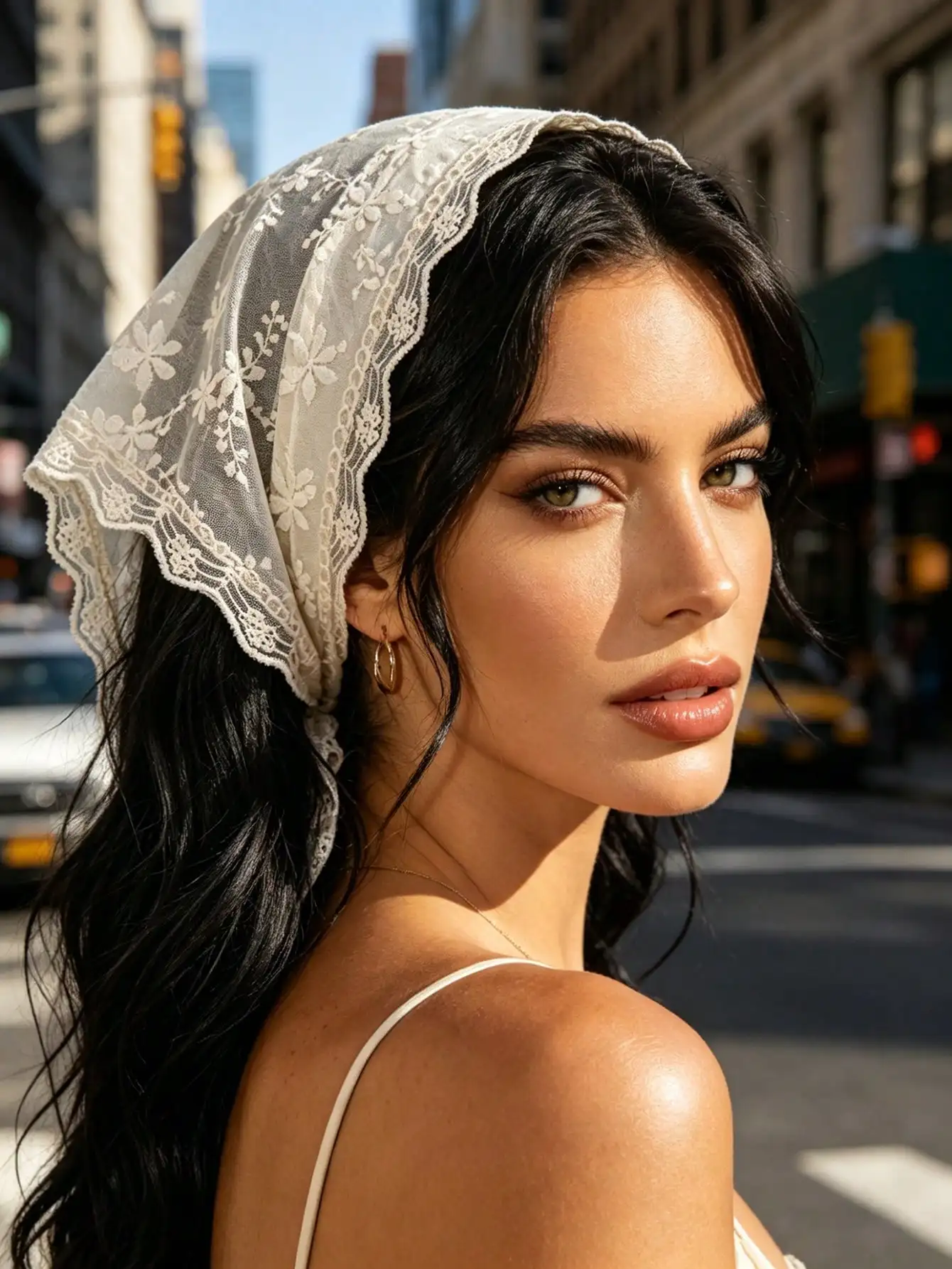 Women's Floral Lace Vintage Sheer Mesh Triangle Headscarf  Wavy Lace Trim Vacation Hair Accessory Hair Bands Beach Bandanas