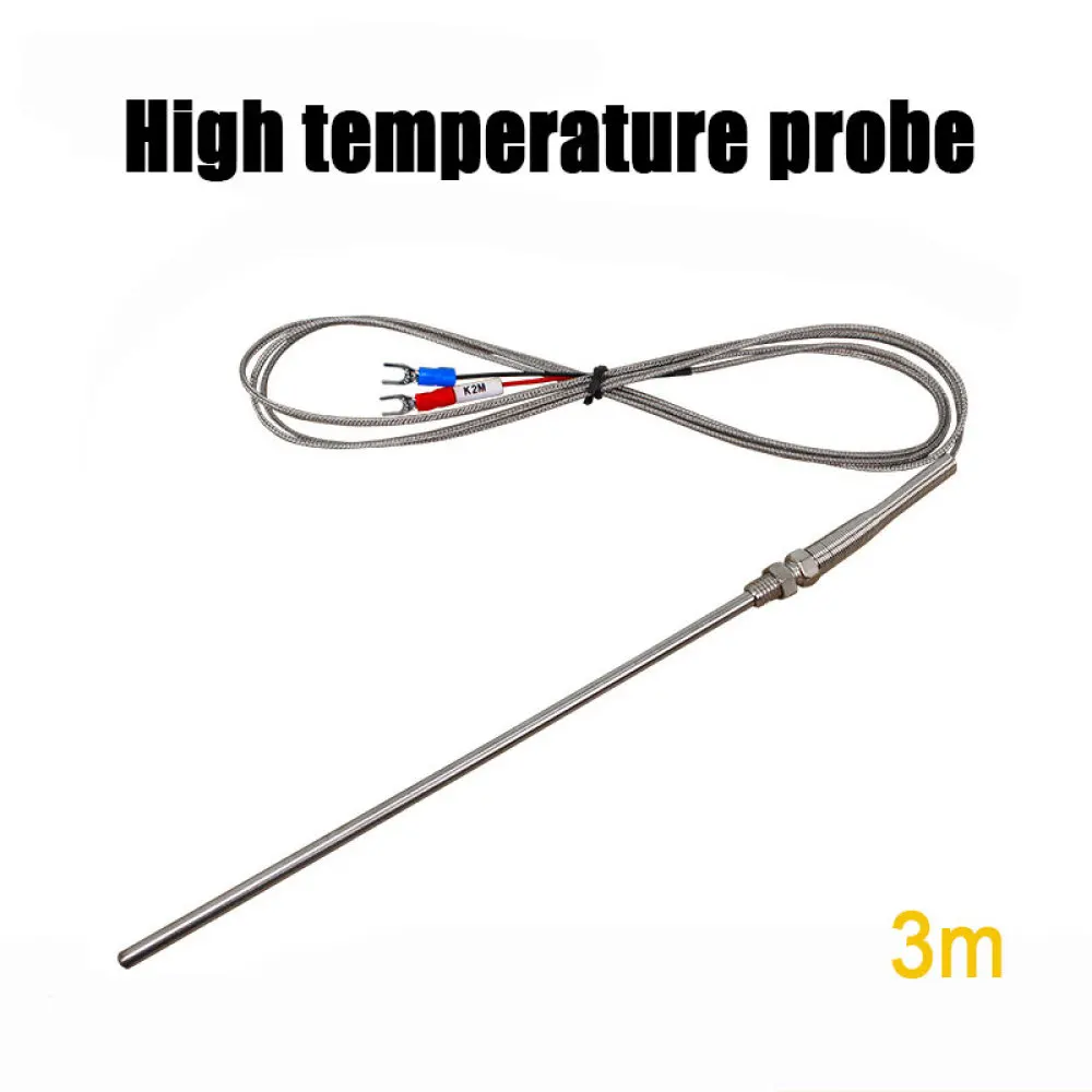 K Type 0~400℃ High Temperature Probe Stainless Steel Fixed Thread Probe K Type Thermocouple Tube Temperature Controller