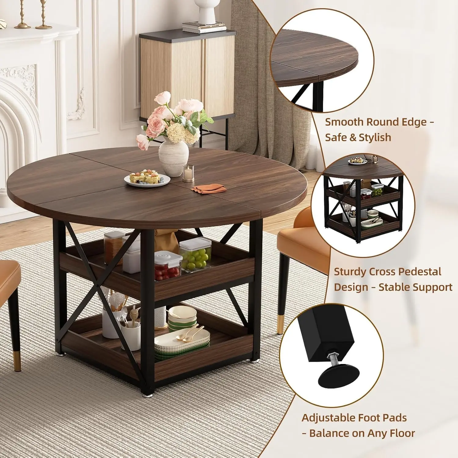 Round Dining Set with Storage 3