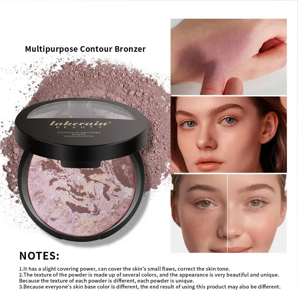 3-em-1 base de cozimento iluminador blush pó cor fundação correção óleo fosco controle facial fundação maquiagem bron f4c8