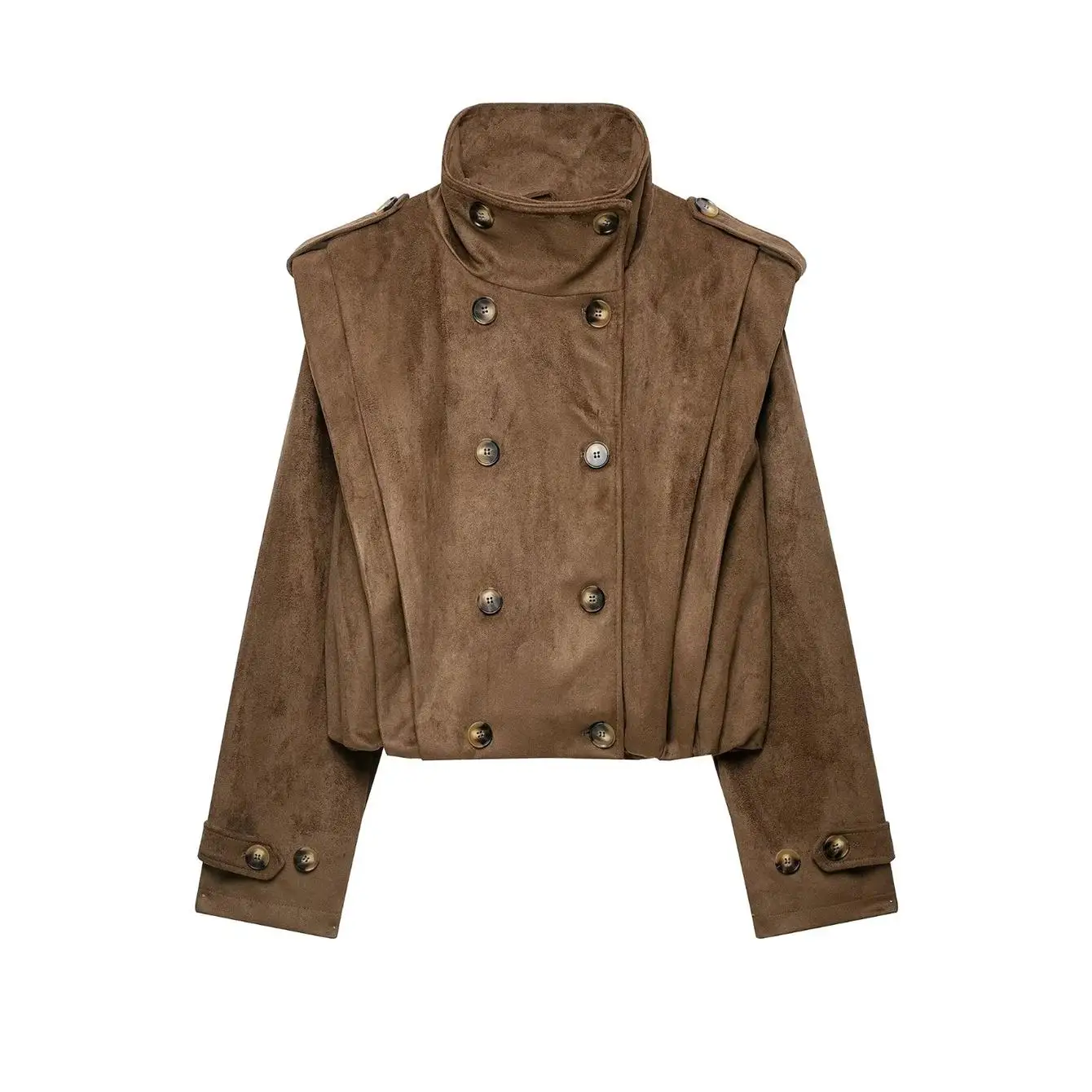 TFMLN Damenjacke mit Stehkragen, doppelreihig, langärmelig, lässiger Kunstwildledermantel, neues, elegantes Streetwear-Modell für Damen – Detail 2