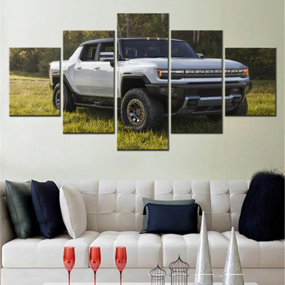 

5 Panels Canvas Wall Art Poster Painting Car GMC Sierra 3500 HD Denali Crew Cab Wallpaper Home Decor Living Room Bedroom Picture