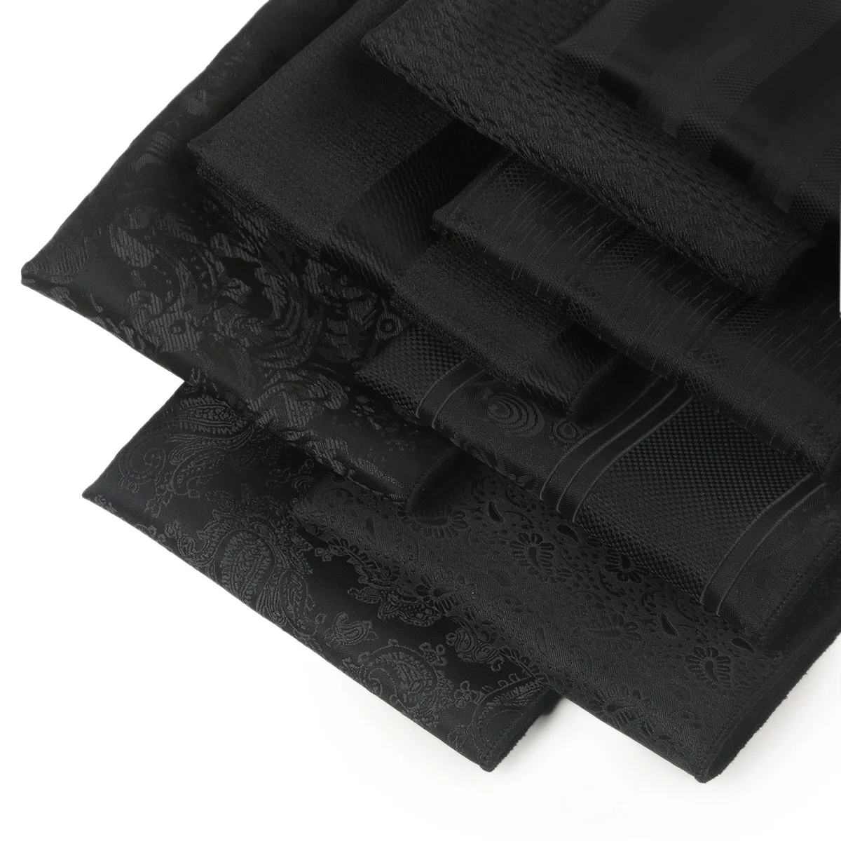 Toalla de bolsillo de 5 uds., Jacquard con patrón oscuro negro, bolsillo para traje de hombre, toalla cuadrada pequeña, accesorios para caballero, flor de anacardo a rayas