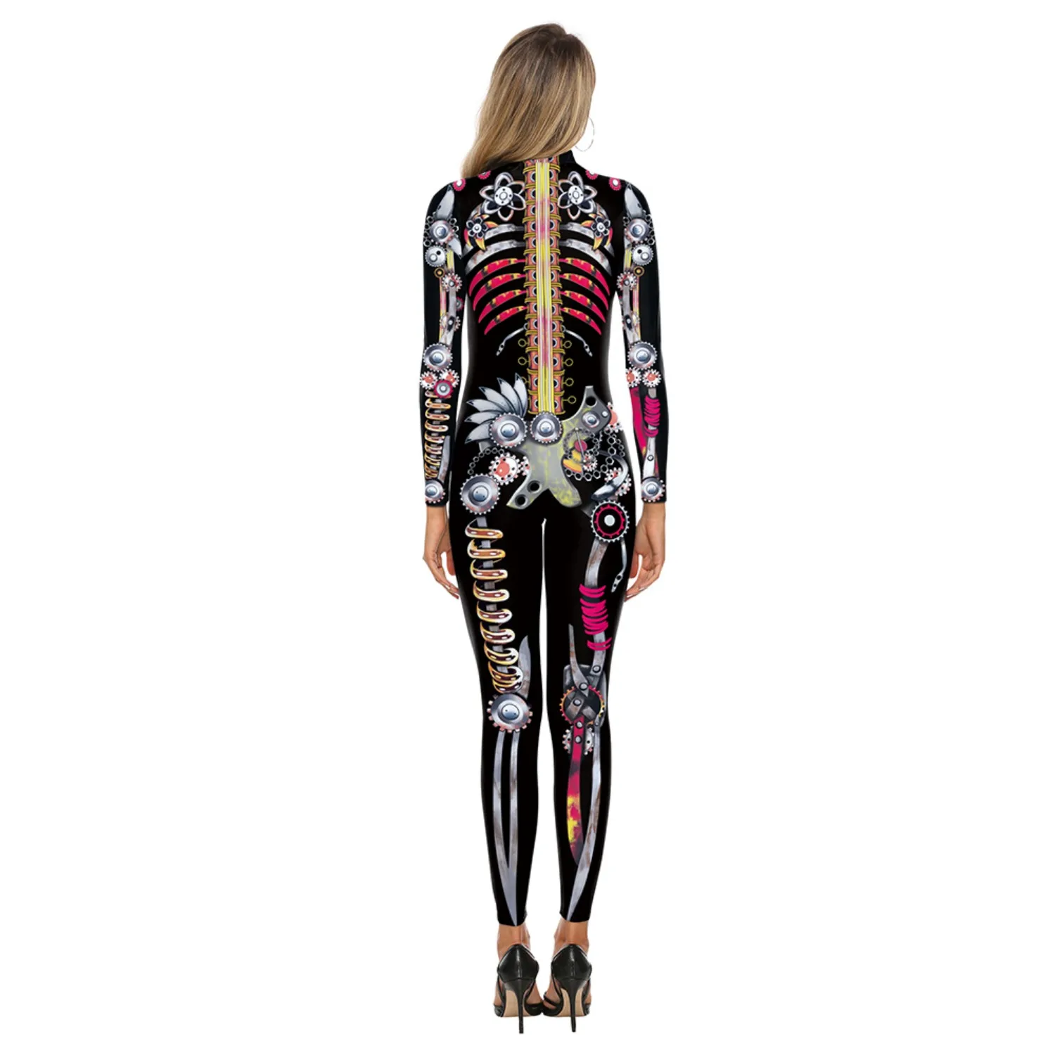 Nieuwe 3D Skeleton Kostuums Halloween Skeleton Outfit Cosplay Kostuum Voor Mannen Vrouwen Halloween Feestartikelen Polyester Bodysuit