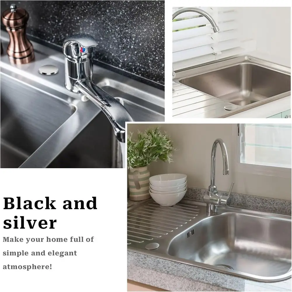 Kitchen Accessories Black Silver Sink Hole Cover Stainless Steel M6 Sink Tap Hole Cap Sink Hole Plug