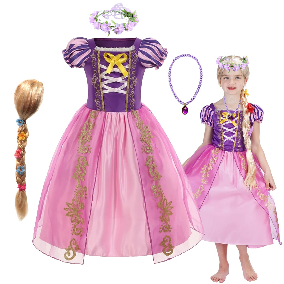 Girls Princess Dress Rapunzel Costume Vestido Fancy Birthday Party Gift Carnival Party Ball Gown Children Clothing Outfit