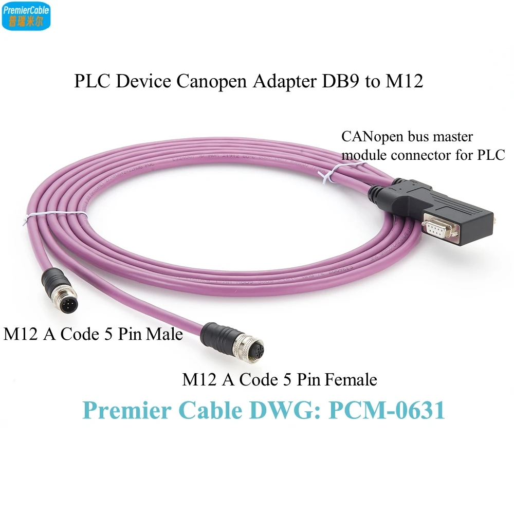 PLC Programming Logic Controller CAN bus CANopen Cable 90° M12 to D-Sub DB9 Connctor Cable Compatible SUBCON-PLUS-CAN/90X/PG/M12