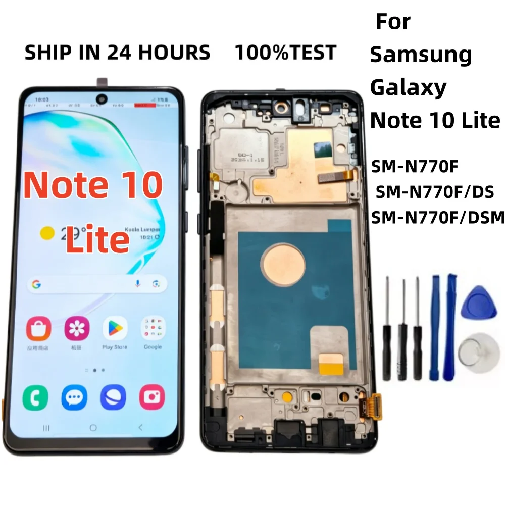 

NEW OLED TFT For Samsung Galaxy Note 10 Lite N770 N770F N770F/DS LCD Display Digitizer Touch Screen Replacement with frame