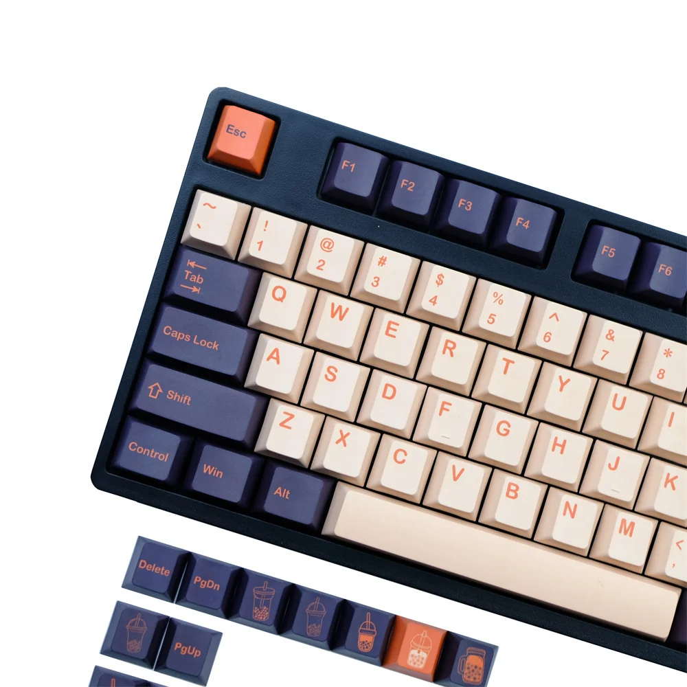 142 teclas GMK Thai Tea Clone Keycap Cherry Profile Premium PBT juegos tinte subcama para Outemu TTC interruptores cruzados Teclado mecánico