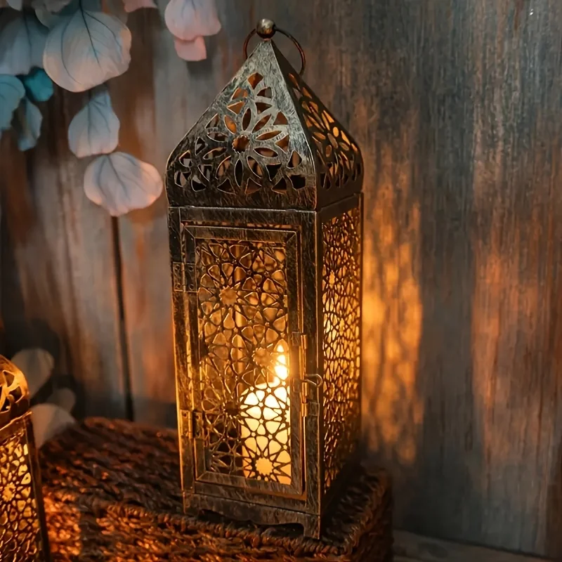 Middle East Arab Metal Vintage Wind Light Lantern Candle Holder Home Decor Accessories Creative Gift Idea No Candle Included