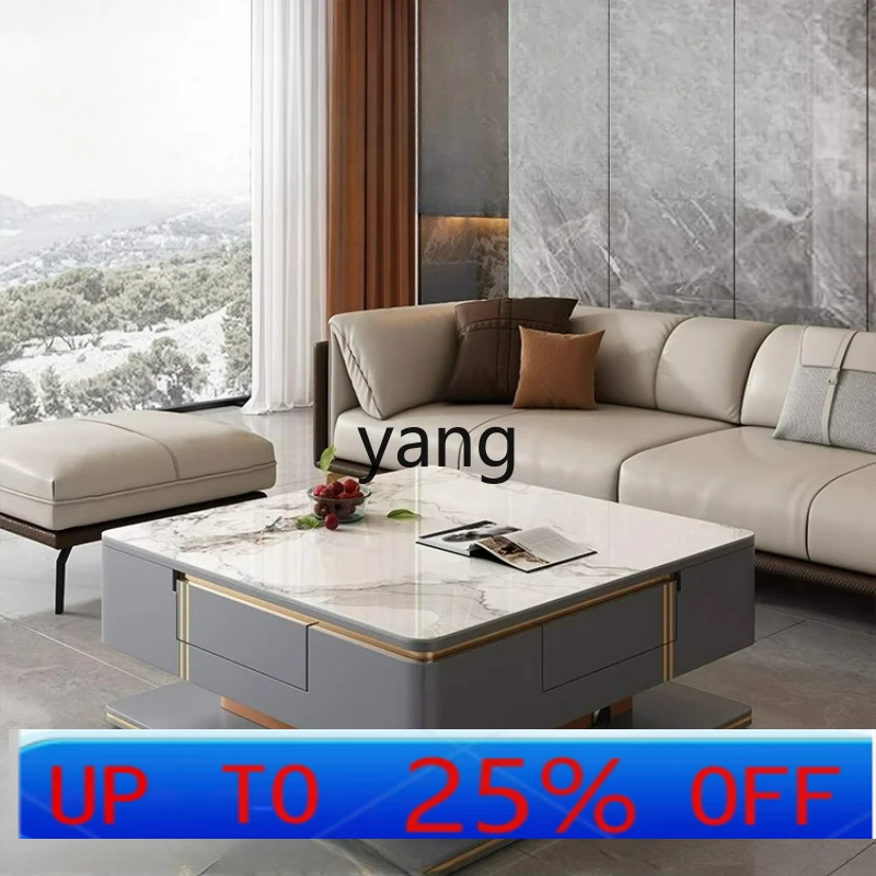 

LHlight luxury coffee table modern simple living room home rock slab lifting automatic mahjong table