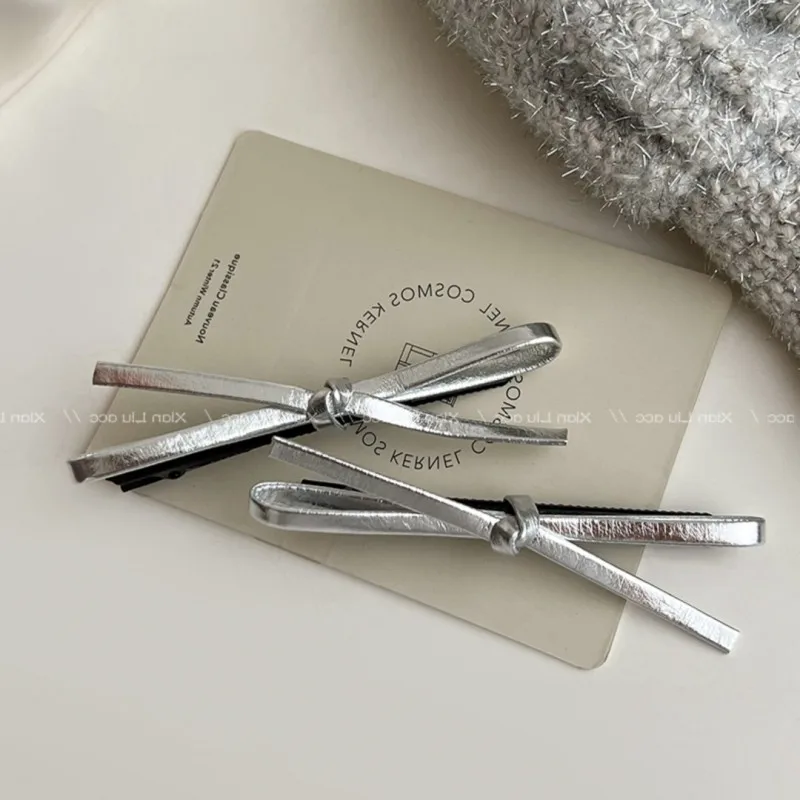 Pince à cheveux nœud papillon en PU coréen, pince à bec de canard, épingle à cheveux élégante, vêtements de sauna, accessoire de coiffure